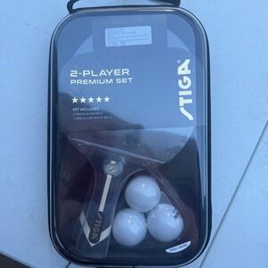 STIGA 2-Player Premium Table Tennis Set T1355 Rackets 3-Star Balls Case